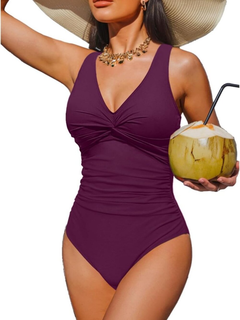 Tummy Control One Piece Swimsuit with Push Up & Full Coverage - Stylish Bathing
